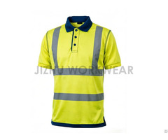 Fluorescent Yellow High Visibility Reflective Safety Polo Shirt