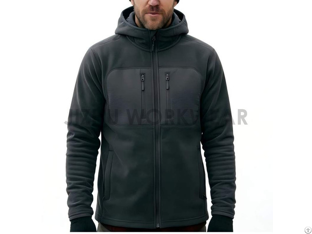 Men’s Dark Grey Hooded Fleece Jacket