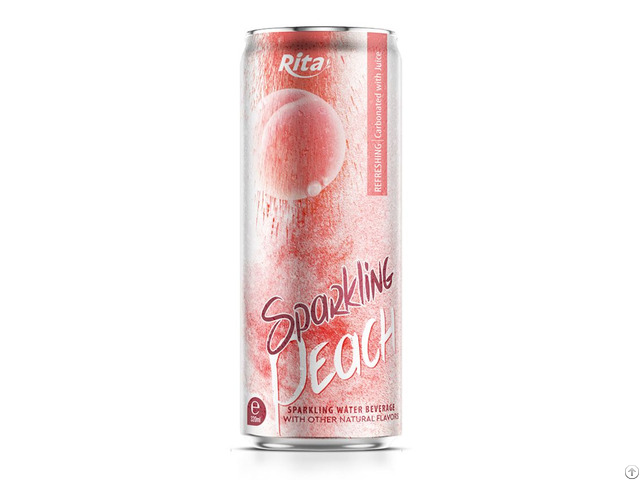 Supplier 320ml Sleek Can Sparkling Water Mix Peach Flavor