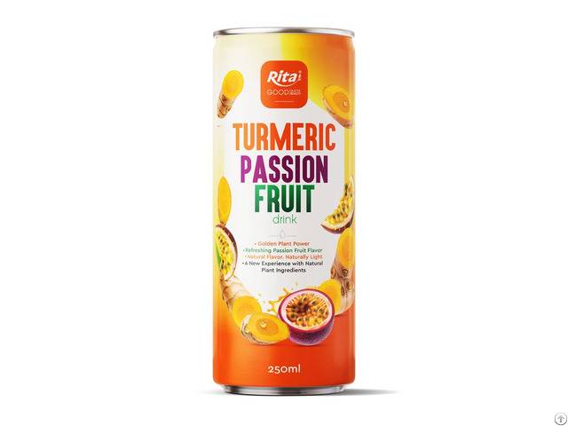 250ml Turmeric Passion Fruit Drink Slim Can Oem Beverage