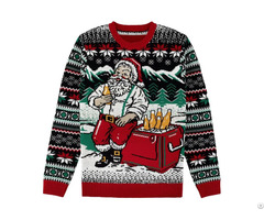 Unisex Ugly Christmas Sweater Round Neck Jacquard Long Sleeve Knit Funny Quirky Pullover Top