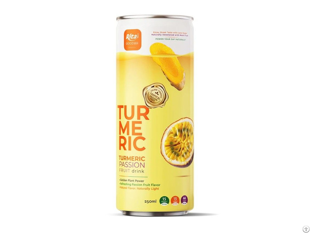 Rita Less Sugar Turmeric Passion Fruit Drink 250ml Slim Can Wholesale Beverage