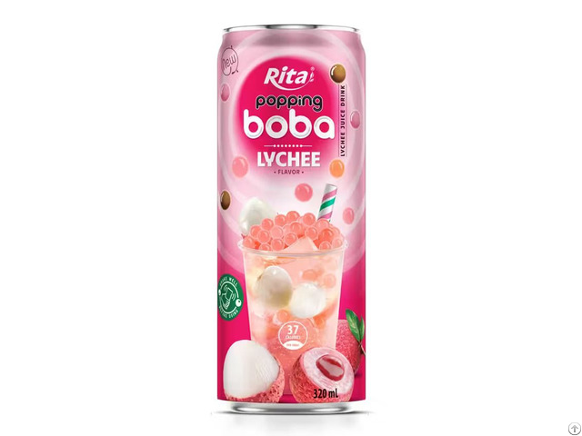 Bulk Buy Popping Boba Tea Lychee Flavor 320ml Slim Can