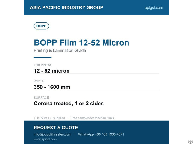 Bopp Film 8 Micron Clear Heat Sealable For Vacuum Pouches