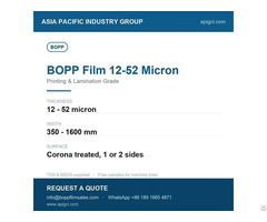 Bopp Film 8 Micron Silver Corona Treated For Retort Pouches