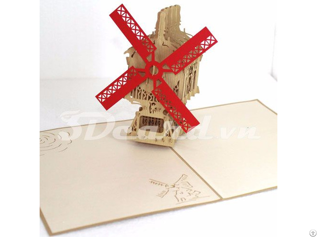 Windmill 2 3d Pop Up Greeting Card