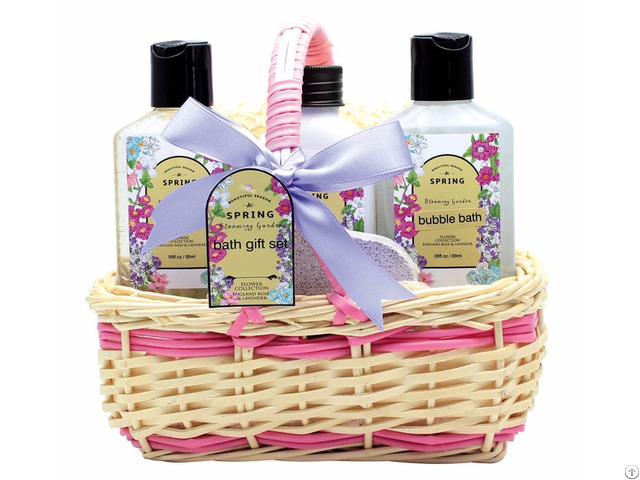 Spa In A Basket Bath Gift Sets For Men Includes Shower Gel Bubble Body Scrub Eva Puff