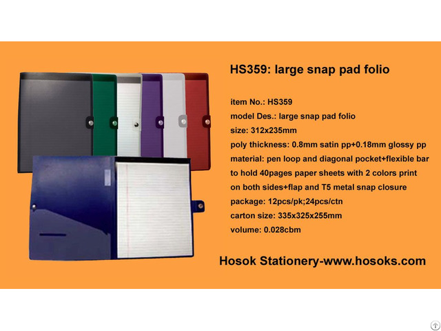 Hs359 Large Snap Pad Folio