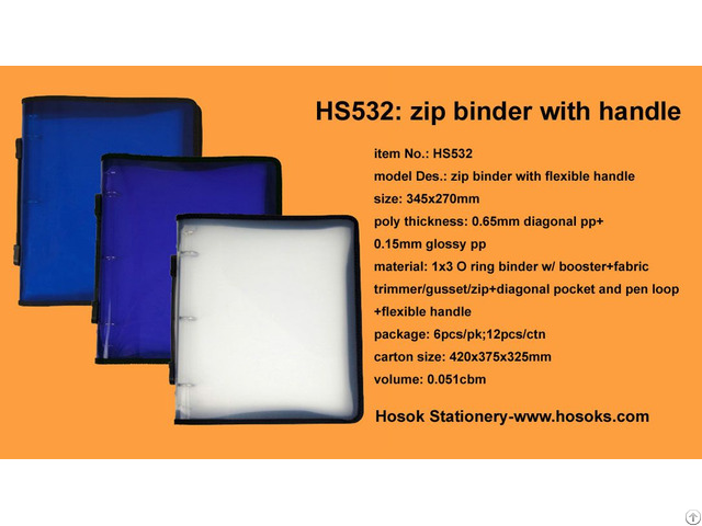 Hs532 Zip Binder With Flexible Handle