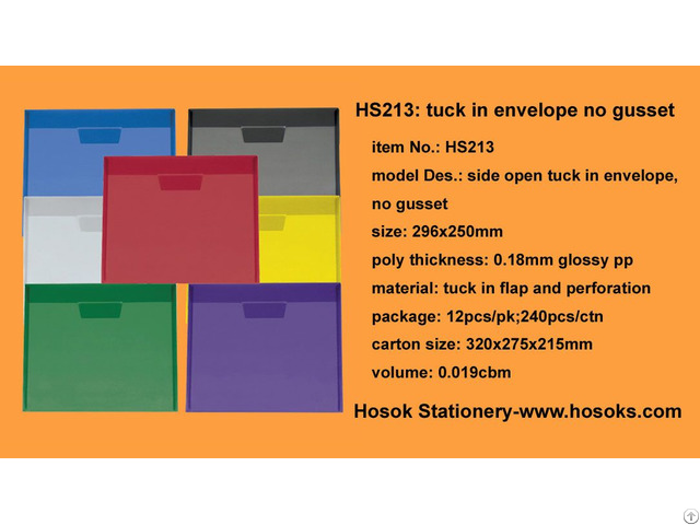 Hs213 Side Open Tuck In Envelope No Gusset