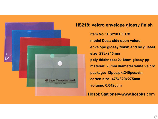 Hs218 Side Open Velcro Envelope Glossy Finish And No Gusset