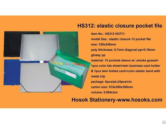 Hs312 Elastic Closure 13 Pocket Expanding File