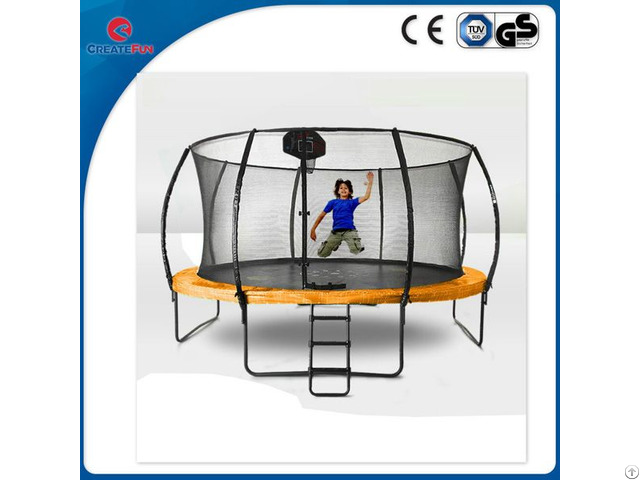 Createfun 12ft Fiberglass Cloth Trampolines With Basketball Hoop