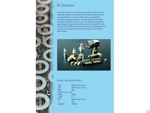 Rf-connectors For Transportation Telecommunications Instrumentation And Aerospace Electronics