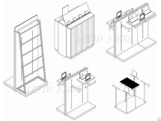 Movable Adjustable Clothing Rack Display With Rails Wholesale