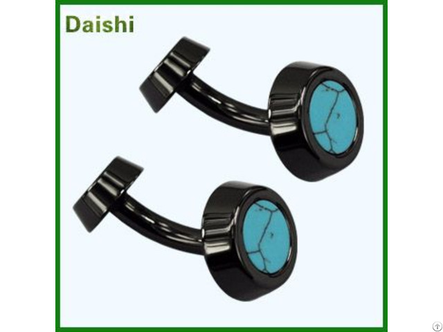 Custom Logo Sewing Cuff Link With Turquoise