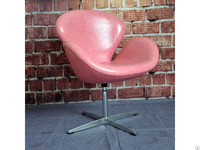 Bossion Admiral Pink Leather And Polished Brass Egg Chair