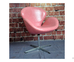 Bossion Admiral Pink Leather And Polished Brass Egg Chair