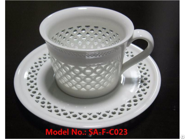 Glowing Porcelain Coffee Tea Cup With Saucer