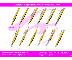 Professional Eyelash Extension Tweezers Gold