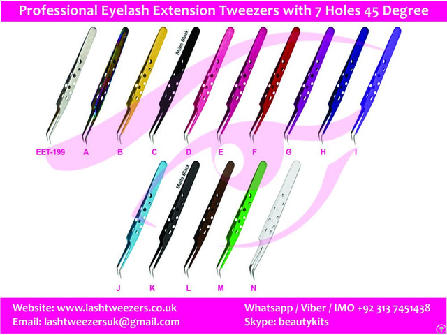 Professional Eyelash Extension Tweezers With 7 Holes 45