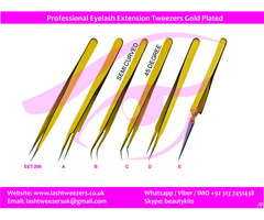 Professional Eyelash Extension Tweezers Gold Plated