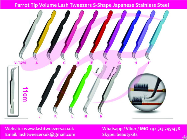 Parrot Tip Volume Lash Tweezers S Shape Japanese Stainless Steel