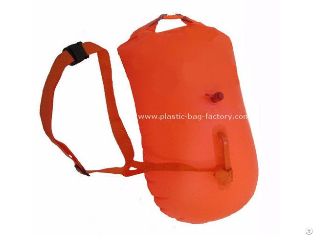 Bright Orange Dry Bag Inflatable Safer Swimmer Buoy For Open Water Swimming