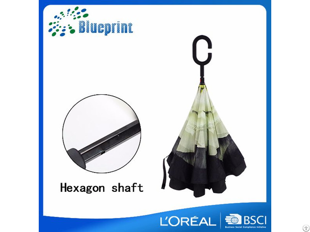 Newest Fashionable C Handle Upside Down Inverted Umbrella