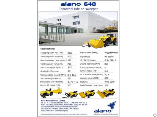 Alano 640 Ride On Industrial Sweeper