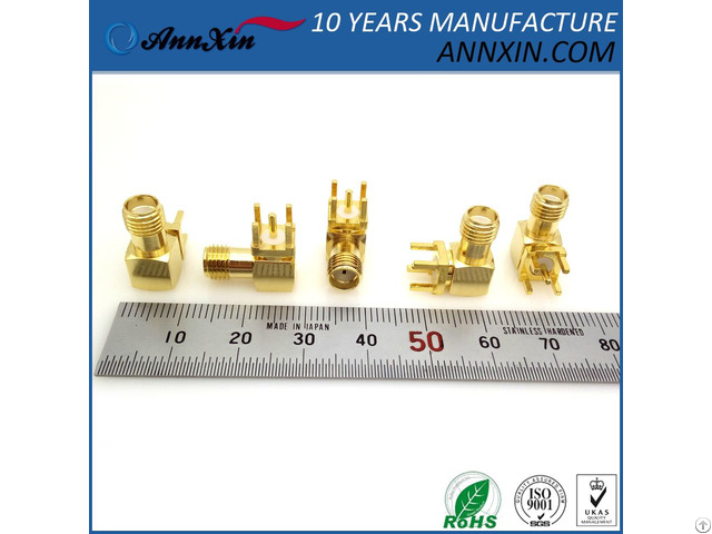 Gold Plated Sma Female Connector Right Angle For Pcb Board