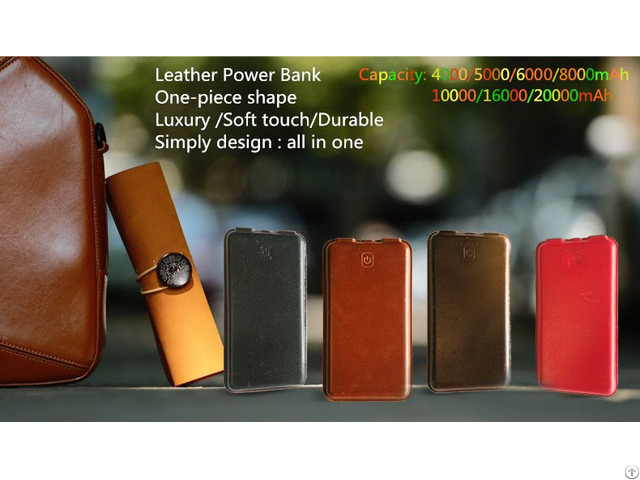 P 8000n One Piece Shape Leather Power Bank
