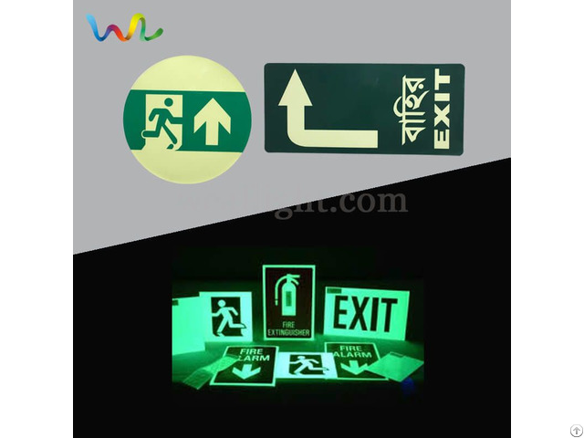 Fire Exit Signs Glow In The Dark Safety Symbol Photoluminescent Egress Marking