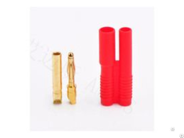 Amass Gold Plated 2 0mm Red Housing Connector Two Hole Copper Plug