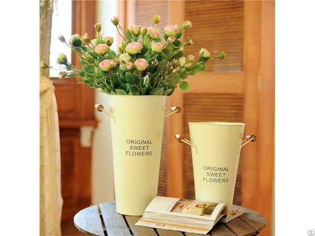 Galvanized And Rusty Tin French Flower Bucket