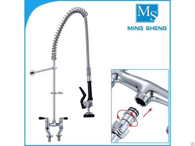 Ms 5807a Deck Mount Dual Handles Commercial Kitchen Pre Rinse Unit Faucet Tap