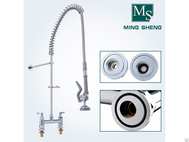 High Quality Deck Mount Dual Handle Kitchen Pre Rinse Mixer Tap Ms 5804a