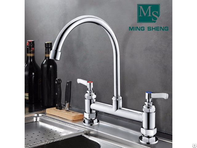 Chrome Plating Deck Mounted Kitchen Sink Pantry Faucet Water Tap