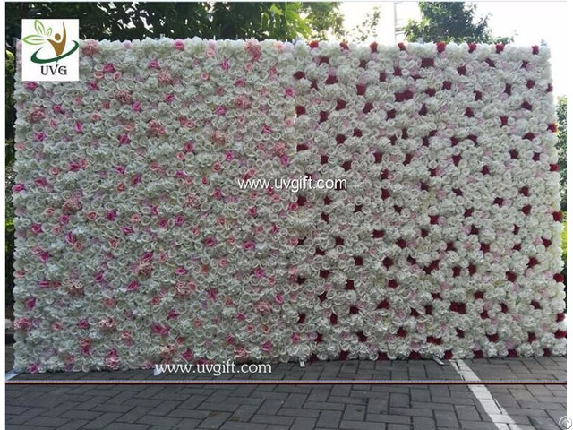 Uvg Pink Rose Artificial Flower Wall In Silk Flowers Head For Wedding Backdrop Decorations