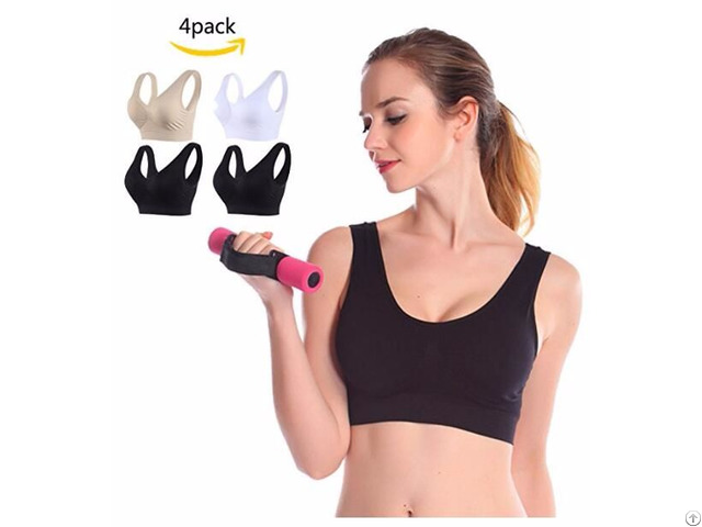 Sports Bras Women Plus Size Comfort Seamless Bralette Removable Padding 4pack