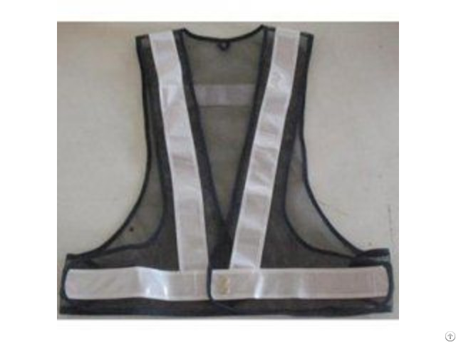 Black Safety Belt Vest With White Reflective Tape