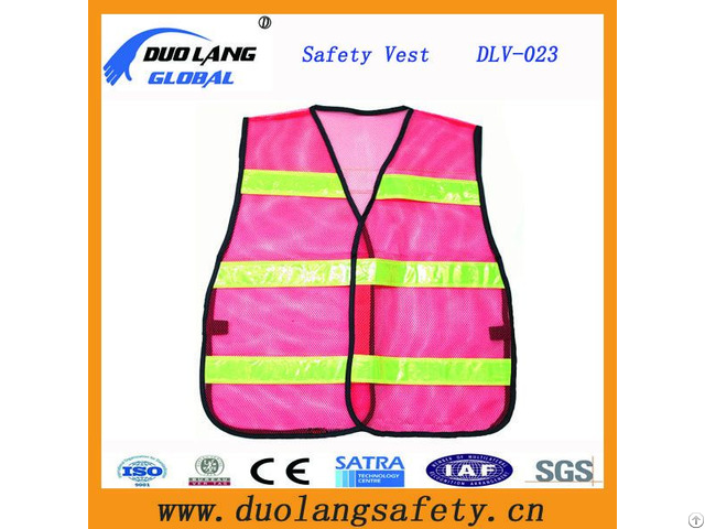 Polyester Mesh Traffic Warning Vest With Reflective Strip