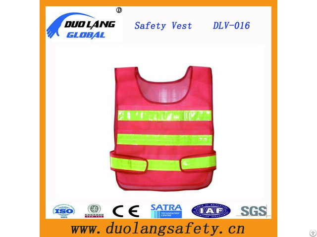 Orange Mesh Reflective Safety Vest With Warning Tape