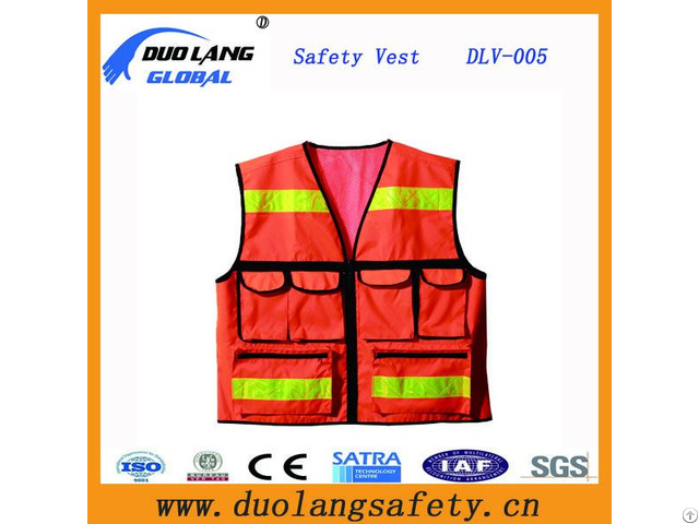 Wholesale Price Orange Reflectiove High Vis Safety With Pockets