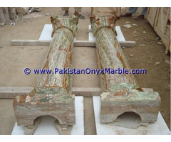 Dark Green Onyx Columns Handcraved Pillars Carved Top