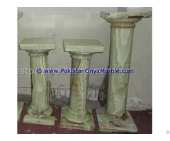 Green Onyx Columns Handcraved Pillars Carved Top