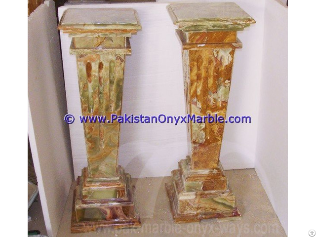 Multi Brown Onyx Columns Handcraved Pillars Carved Top