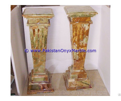 Multi Brown Onyx Columns Handcraved Pillars Carved Top