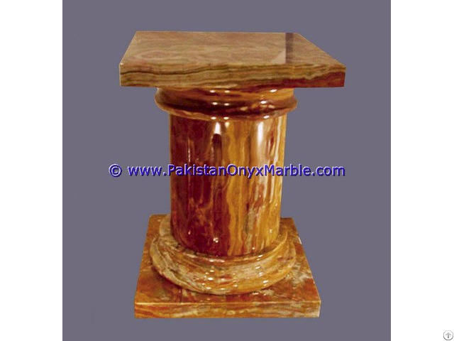 Multi Red Onyx Columns Handcraved Pillars Carved Top