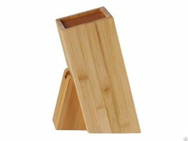 High Quality Free Insert Bamboo Mdf Wooden Square Knife Block